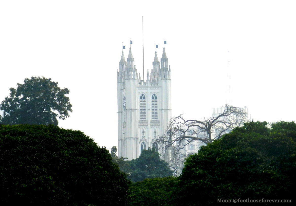 st paul's cathedral, church steeple n from Victoria Memorial, kolkata