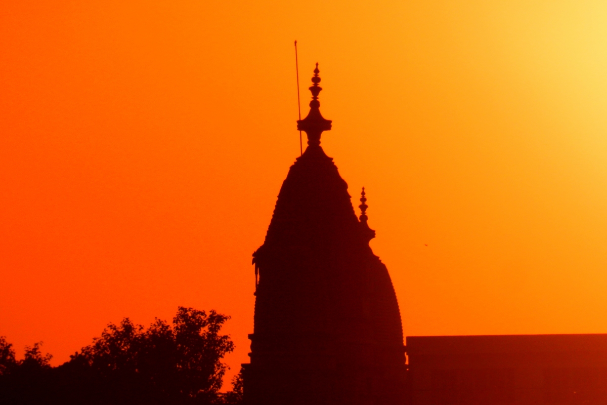temple, silhouette, pushkar, sunset