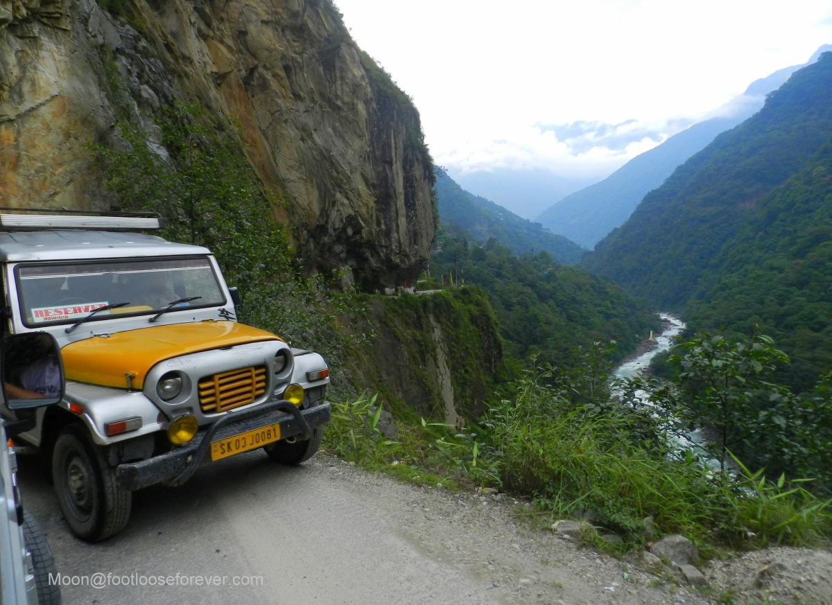 mountain road, road trip, hills, river, sikkim