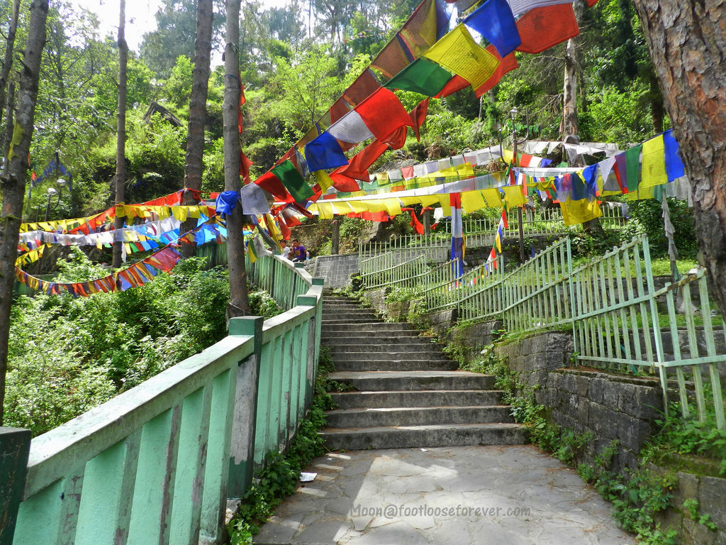 stairs, prayer flags, suicide point, gangtok, sikkim,